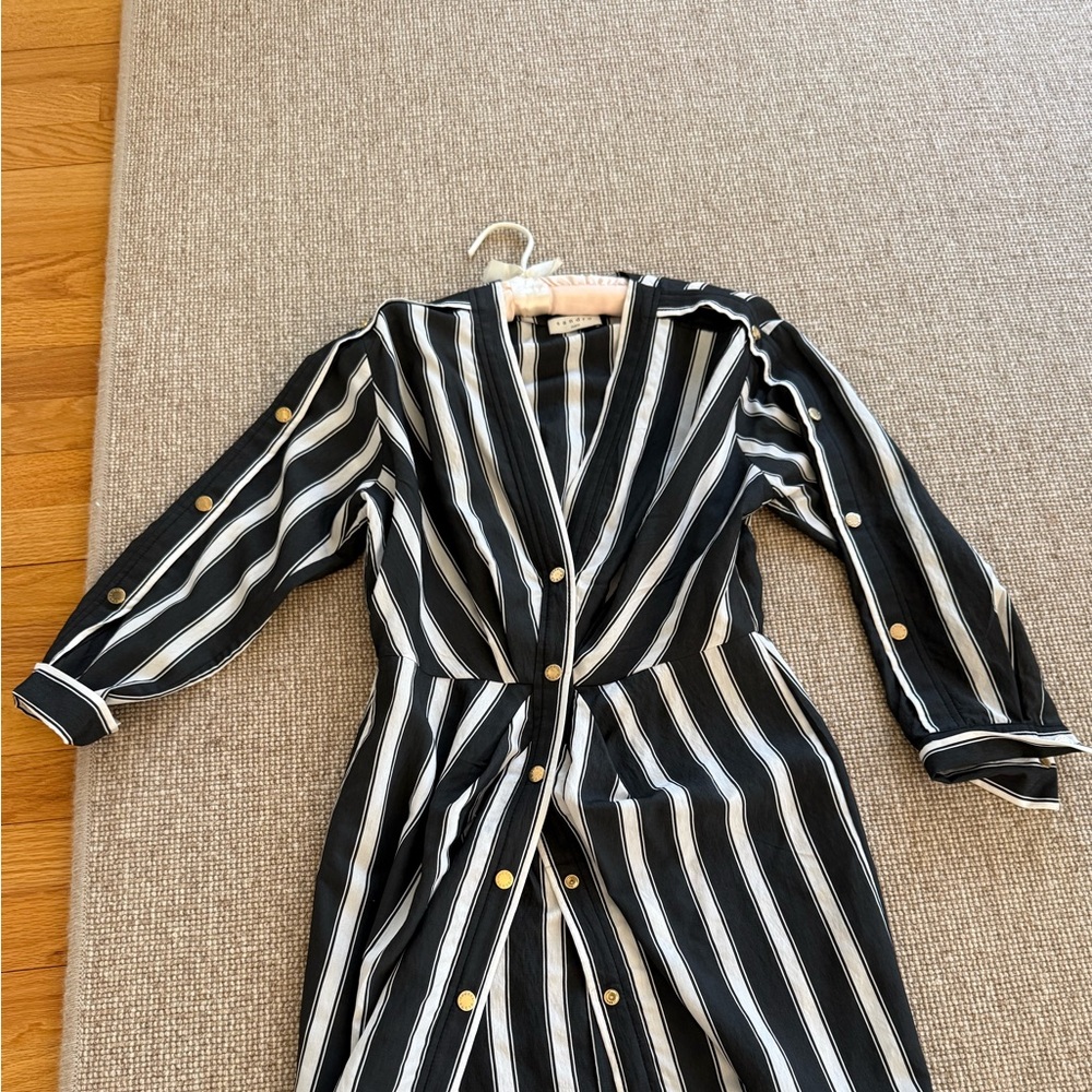 Sandro Paris Striped Black and White Snap Down Dress